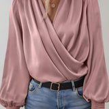 Quinn Blusa Elegante de Manga Larga con Escote en V