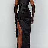 Emberly Vestido Maxi de Un Solo Hombro con Abertura Alta