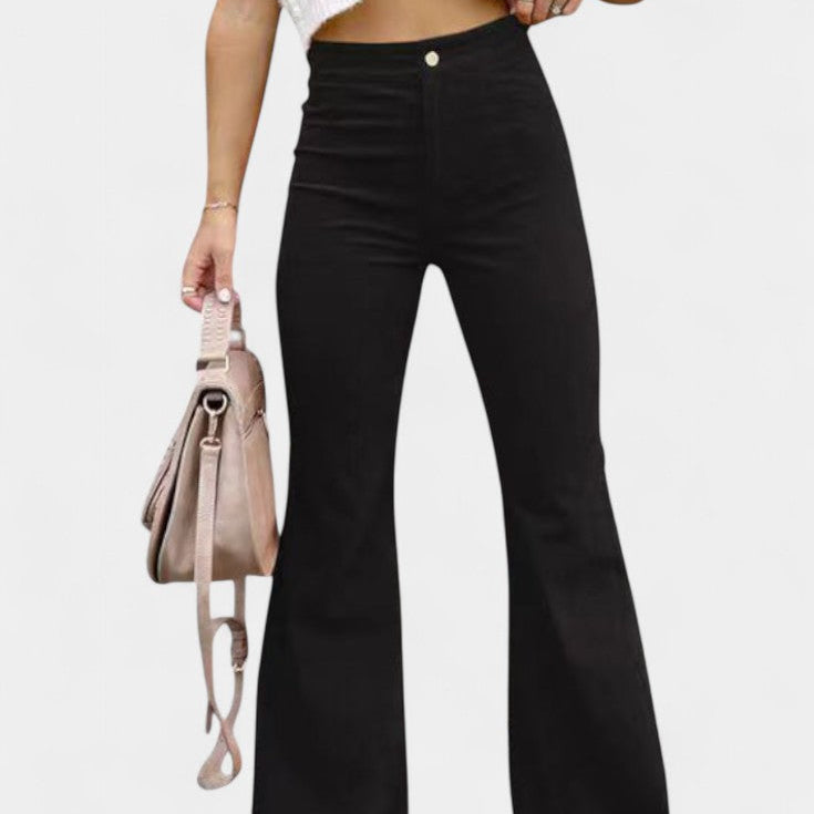 Kiara Pantalones de Terciopelo de Pierna Ancha de Cintura Alta