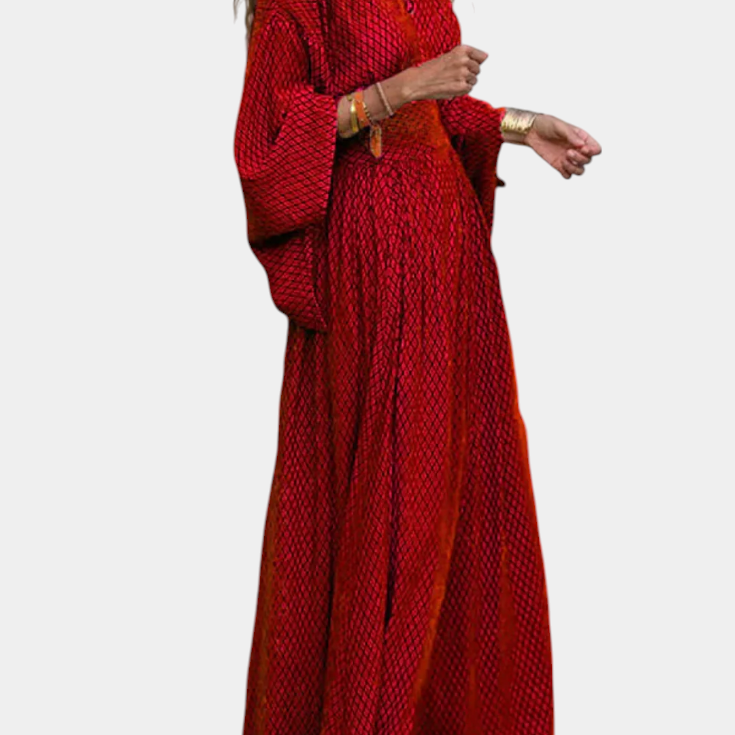 Anelia Vestido Maxi Geométrico con Escote en V