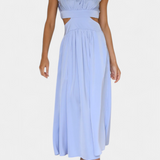 Jocelyn Conjunto Largo Minimalista con Escote Alto y Abertura Lateral