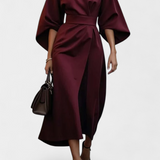 Micaela Vestido Midi con Mangas Lantern y Cintura Ceñida