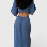 Myra Vestido Fluido con Lazo Frontal y Cut-Outs