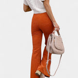 Kiara Pantalones de Terciopelo de Pierna Ancha de Cintura Alta