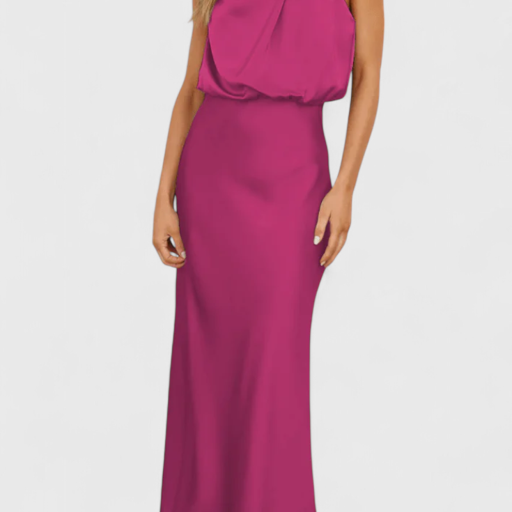 Rina Vestido Elegante de Cuello Halter Drapeado