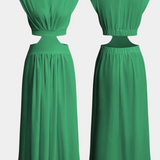 Jocelyn Conjunto Largo Minimalista con Escote Alto y Abertura Lateral