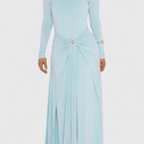 Fátima Vestido Ajustado Plisado con Detalles Metálicos