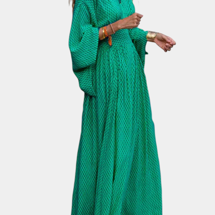 Anelia Vestido Maxi Geométrico con Escote en V