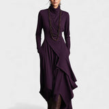 Sandra™ | Vestido maxi de punto asimétrico con cuello alto