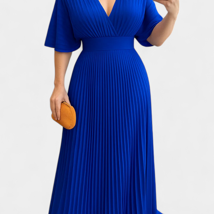 Odele Vestido Plisado Fluido con Espalda Abierta