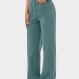 Nova Pantalones Rectos de Cintura Alta y Elasticidad