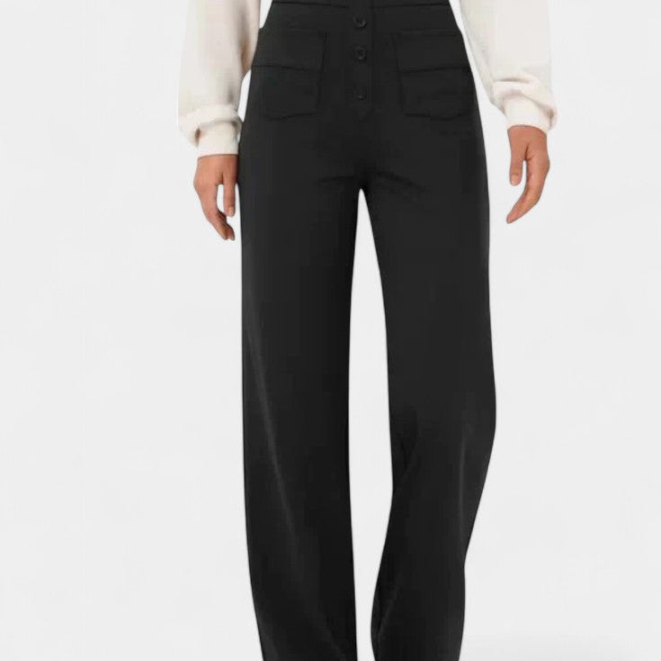 Nova Pantalones Rectos de Cintura Alta y Elasticidad