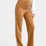 Nova Pantalones Rectos de Cintura Alta y Elasticidad