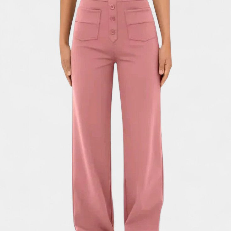 Nova Pantalones Rectos de Cintura Alta y Elasticidad