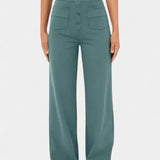 Nova Pantalones Rectos de Cintura Alta y Elasticidad