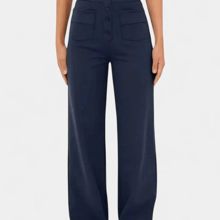 Nova Pantalones Rectos de Cintura Alta y Elasticidad