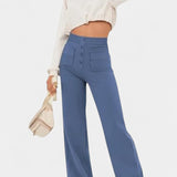 Nova Pantalones Rectos de Cintura Alta y Elasticidad