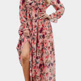 Keti Vestido Maxi Floral con Mangas Largas y Volantes Delicados