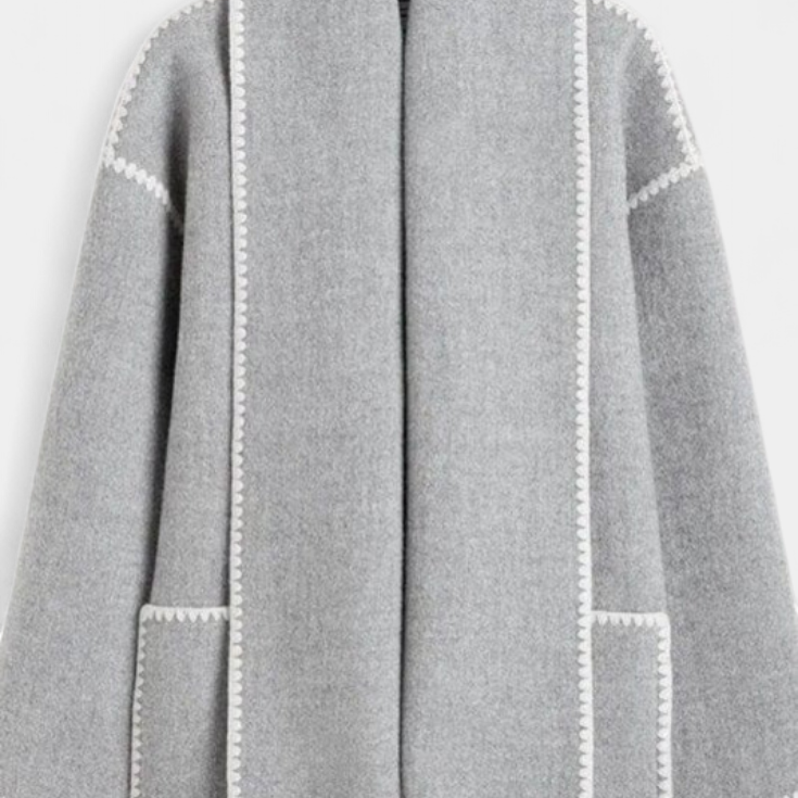 Pauline™ | Abrigo de Corte Suelto con Bufanda de Flecos Incorporada