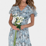 Amara Vestido Maxi Floral con Escote en V y Mangas Aladas