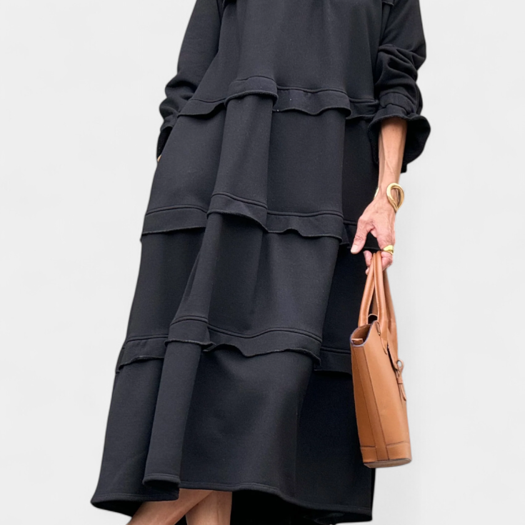 Jada Vestido Sudadera con Volantes y Silueta Casual-Chic