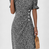 Joana Vestido Midi Floral con Escote en V y Mangas Cortas