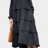 Jada Vestido Sudadera con Volantes y Silueta Casual-Chic