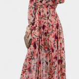 Keti Vestido Maxi Floral con Mangas Largas y Volantes Delicados