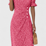 Joana Vestido Midi Floral con Escote en V y Mangas Cortas