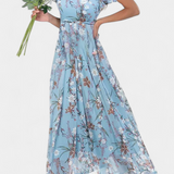 Amara Vestido Maxi Floral con Escote en V y Mangas Aladas