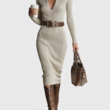 Rebeca™ | Vestido de punto con cuello medio alto