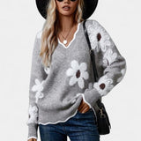 Thea Suéter Floral Elegante Con Cuello En V