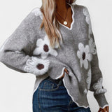 Thea Suéter Floral Elegante Con Cuello En V