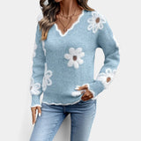 Thea Suéter Floral Elegante Con Cuello En V