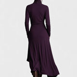 Sandra™ | Vestido maxi de punto asimétrico con cuello alto