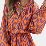 Yasmine Mono Mini con Volantes y Estampado Ikat