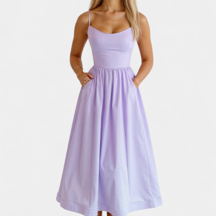 Marvelle Vestido Midi Sin Mangas de Caída Ligera