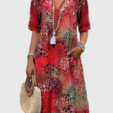 Perla Vestido Boho con Estampado Floral y Detalles en Crochet