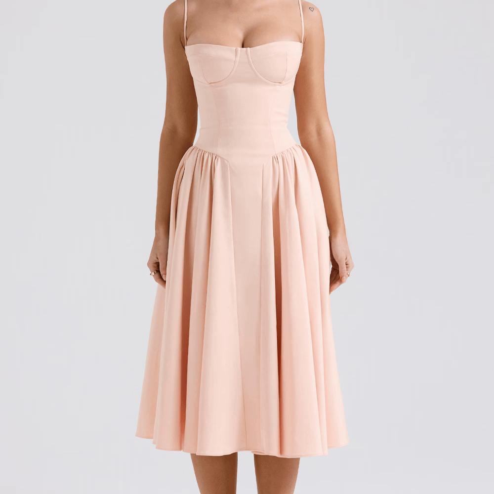 Felicity Vestido Midi Corsé Sin Mangas