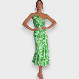 Vestido Lydiane Largo con Estampado Floral Asimétrico