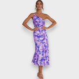 Vestido Lydiane Largo con Estampado Floral Asimétrico