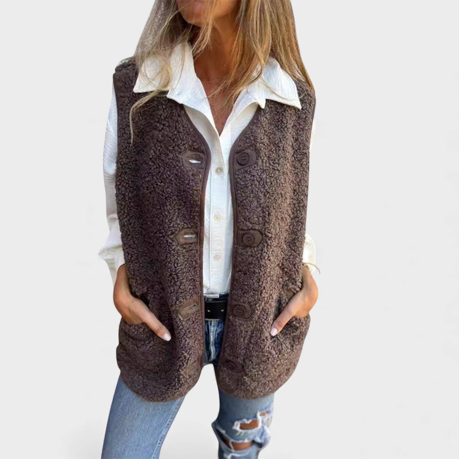 Carmen™ | Chaleco abotonado corto y acogedor
