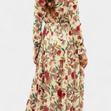 Keti Vestido Maxi Floral con Mangas Largas y Volantes Delicados